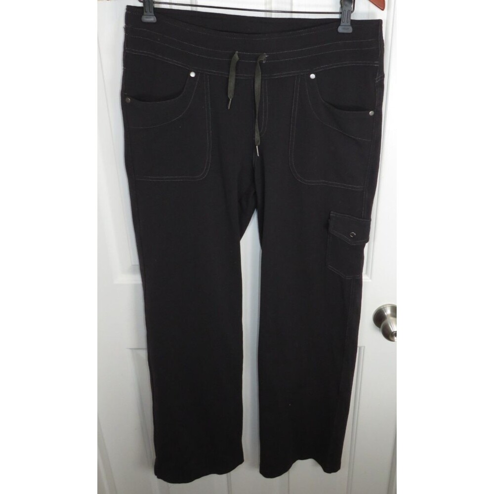KUHL Mova Pull On Cargo Pants Black Stretch Drawstring Size 12-REG